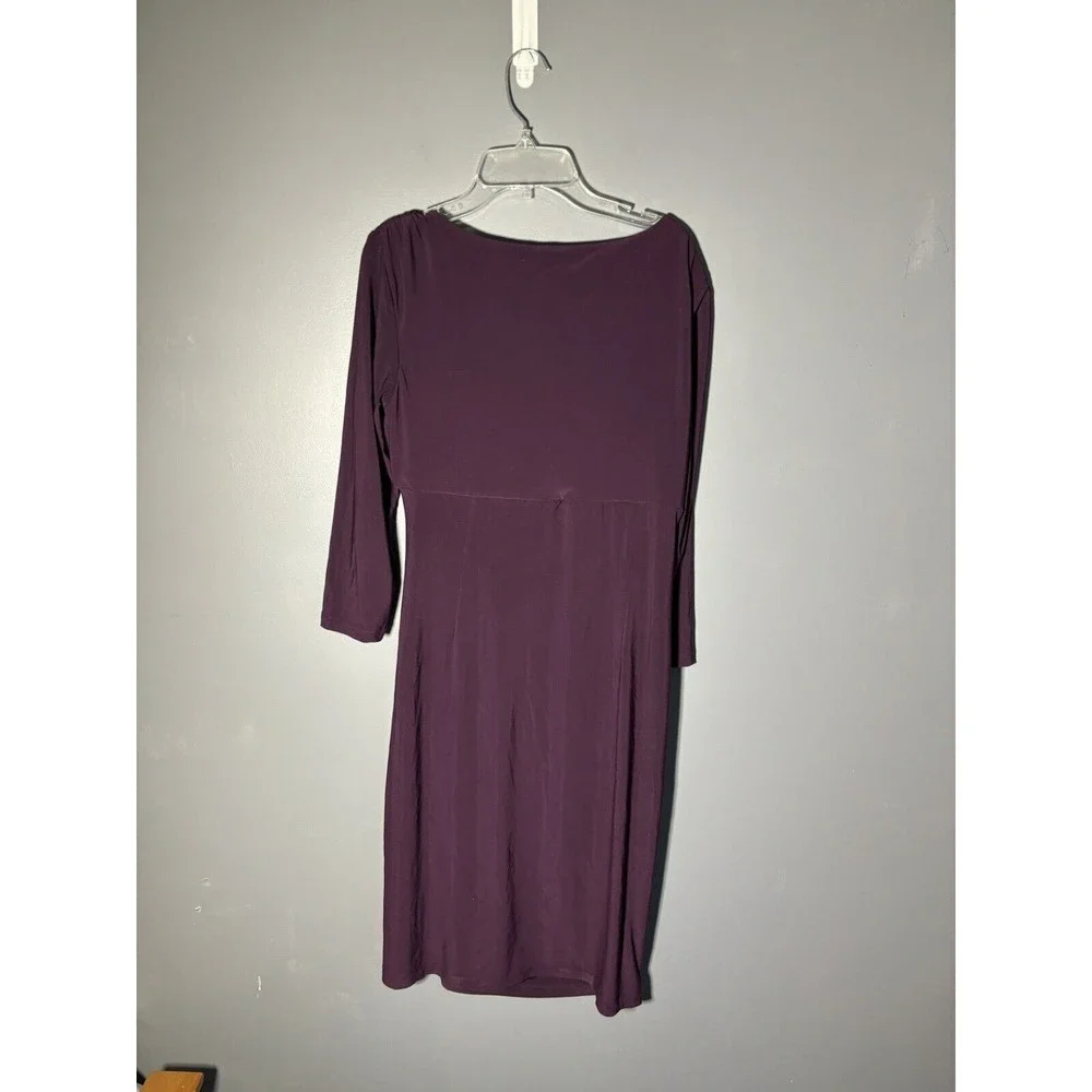 Lauren Ralph Lauren Womens Size 10 Ruched Jersey Sheath Dress Purple 3/4 Sleeve - Picture 2 of 3